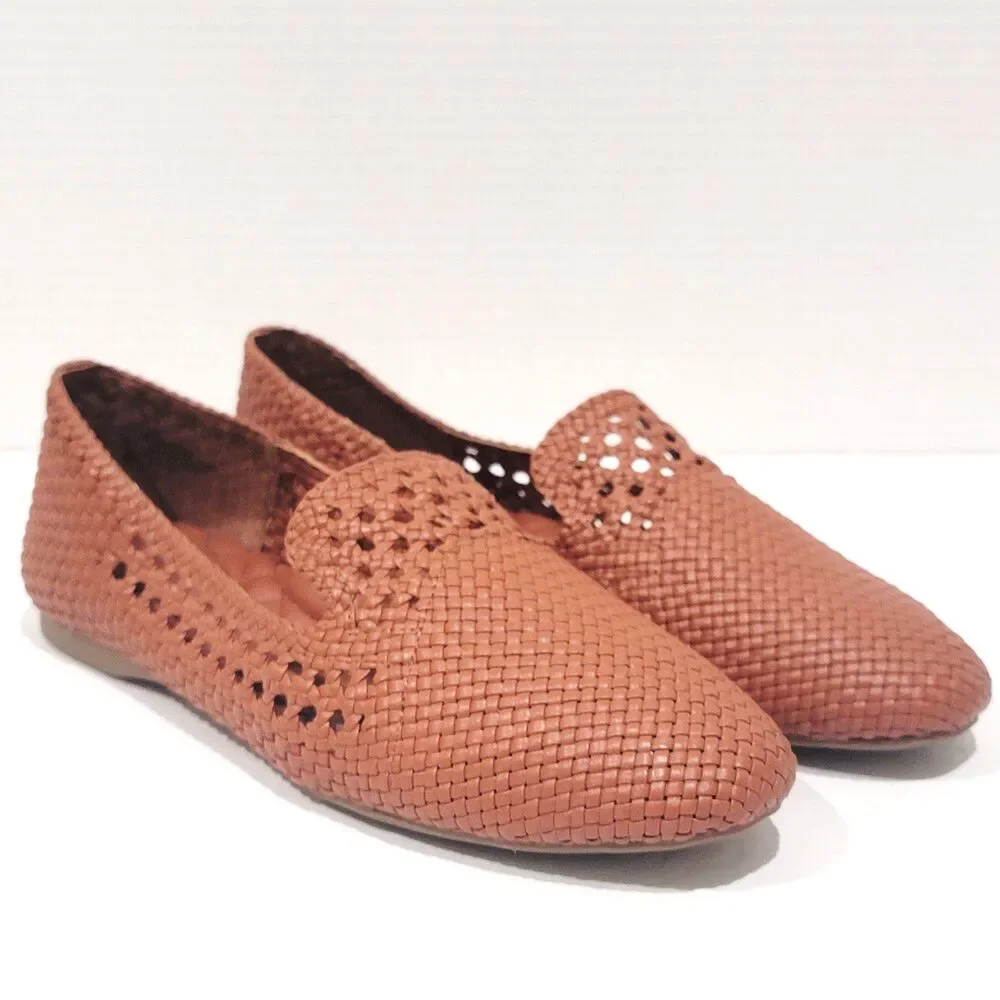 Birdies The Starling Cognac Woven Flats Womens Size 9.5 Slip On Brown Loafers